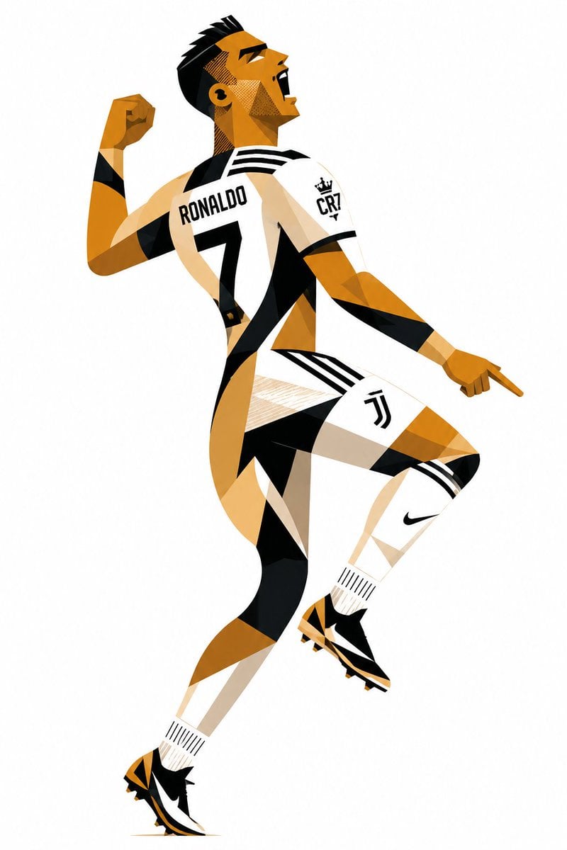 Create a stylized geometric cubist sports illustration po... thumbnail 2