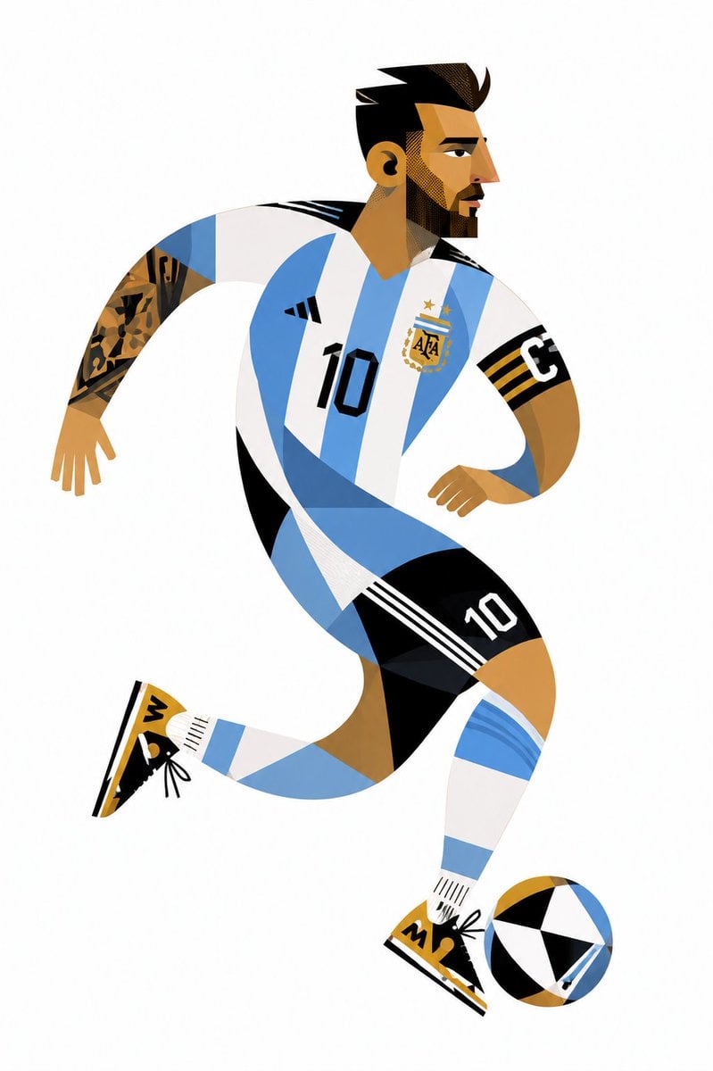 Create a stylized geometric cubist sports illustration po... thumbnail 3