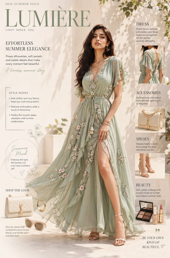 A high-fashion editorial cover featuring an elegant India... thumbnail 2