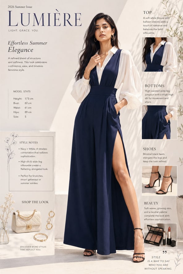 A high-fashion editorial cover featuring an elegant India... thumbnail 3