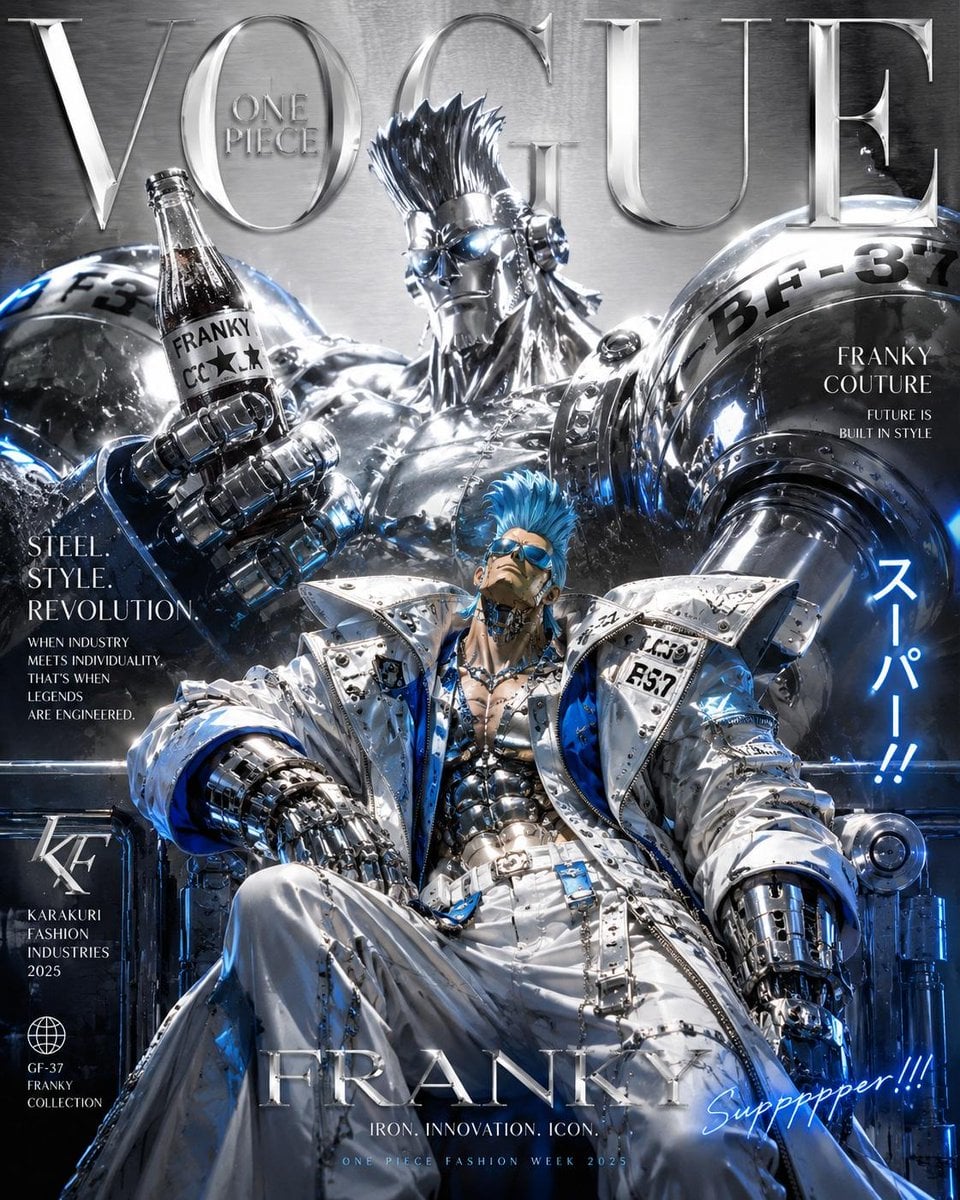 Luxury anime fashion magazine cover inspired by Vogue and... thumbnail 3