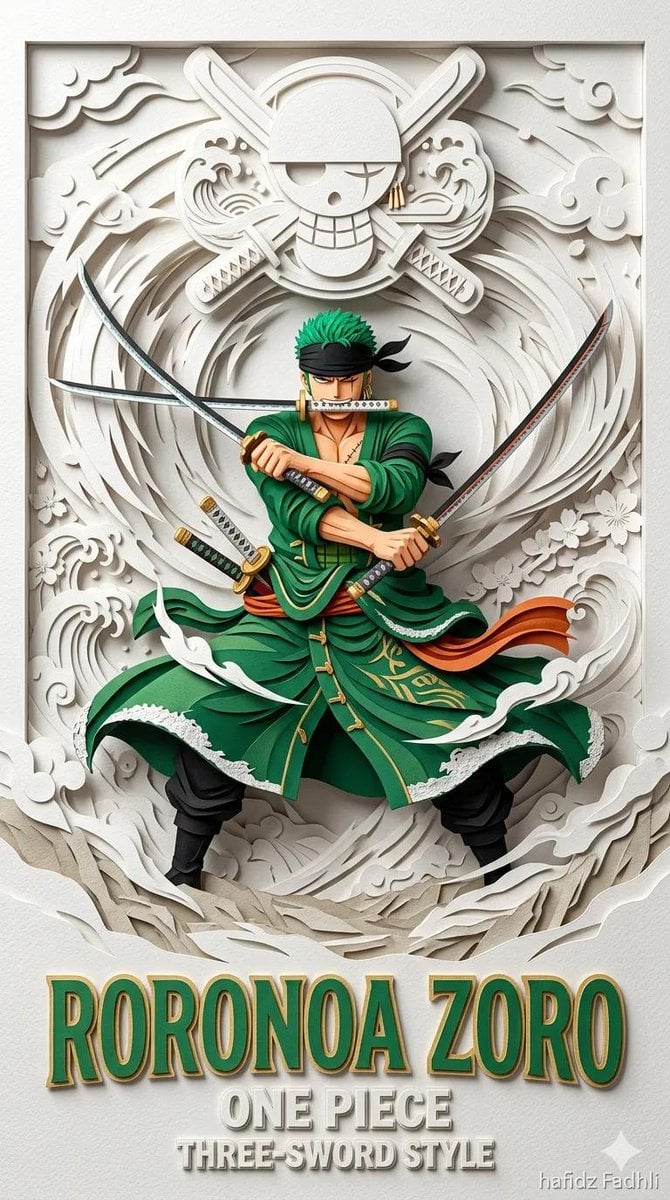 Ultra-detailed 3D layered papercraft anime poster, dynami... thumbnail 2