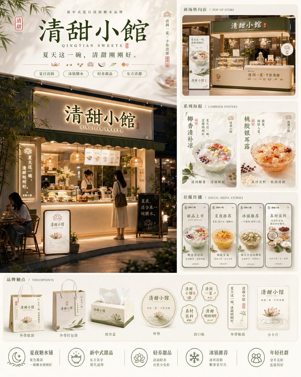 请根据以下品牌信息，创作一套高完成度、具有统一视觉系统的「4张品牌视觉提案」。 thumbnail 4