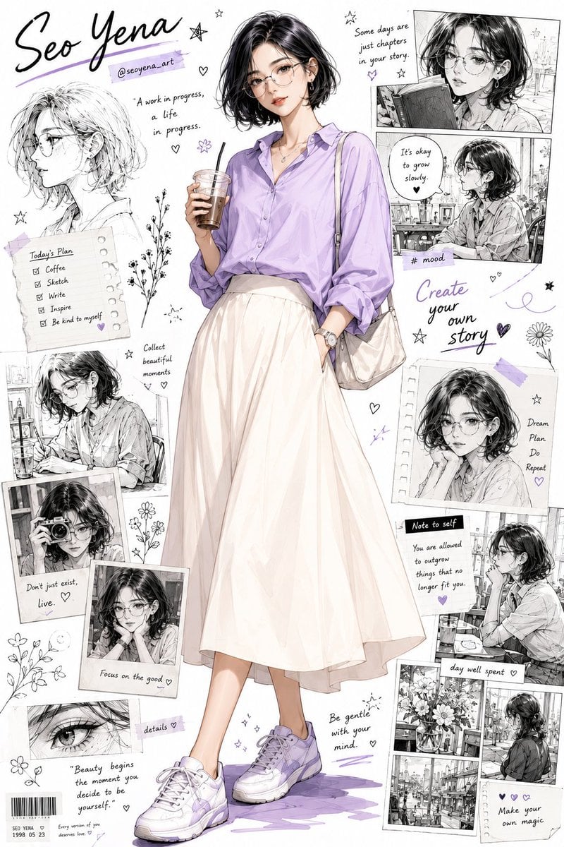 Semi-realistic anime-inspired portrait of a stylish young... thumbnail 2
