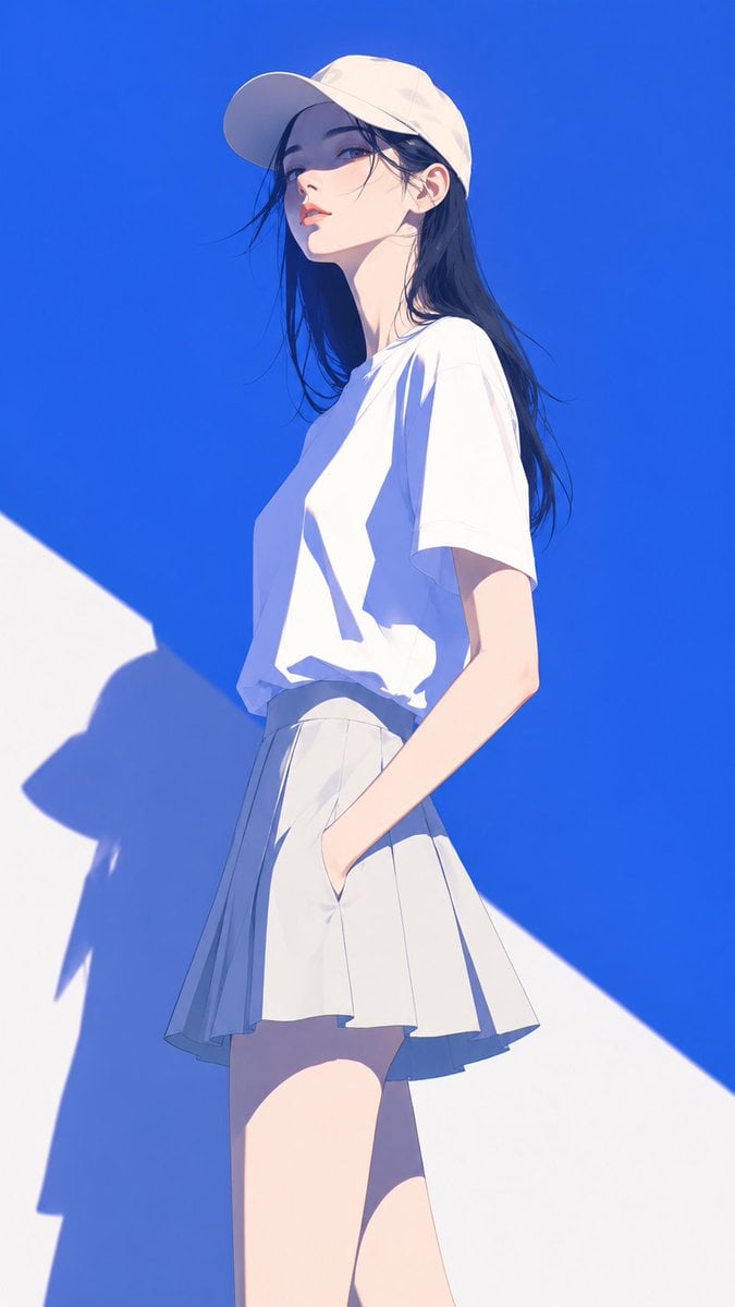 高端日系时装杂志封面感插画，主体为[韩国女孩]，极简现代时装数字插画风，精致赛璐璐上色，干净锐利的大色块塑形，几乎... thumbnail 3