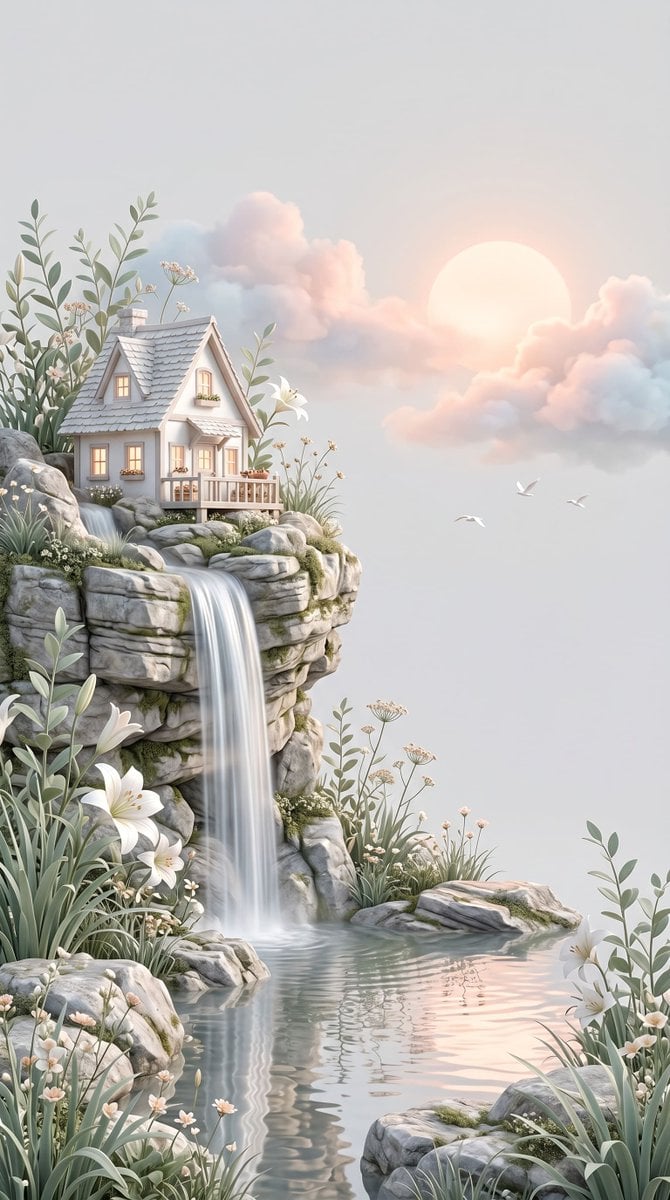 dreamy surreal 3D illustration, vertical composition with... thumbnail 2