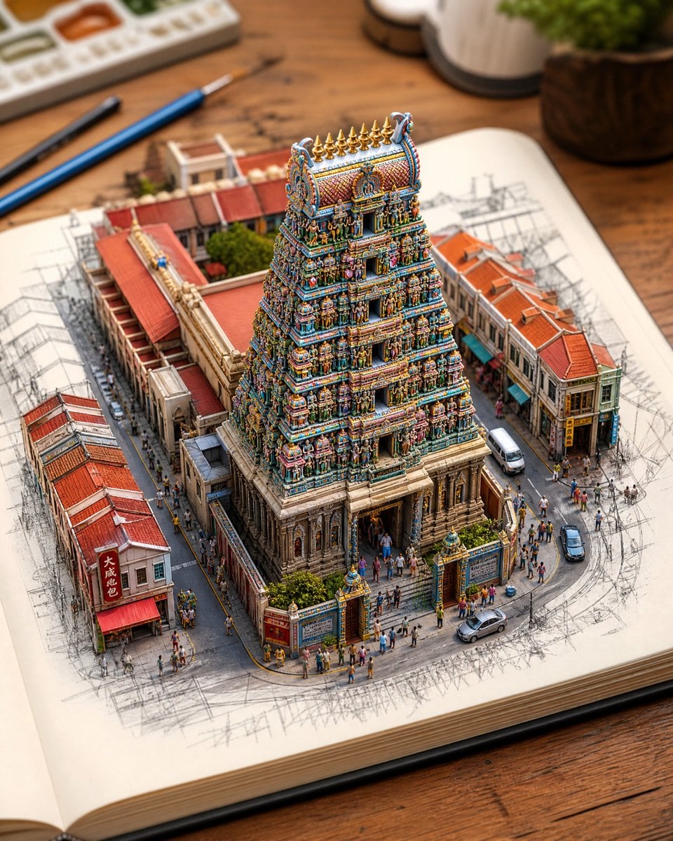 Create a hyper-realistic 3D miniature diorama of [LANDMAR... thumbnail 3