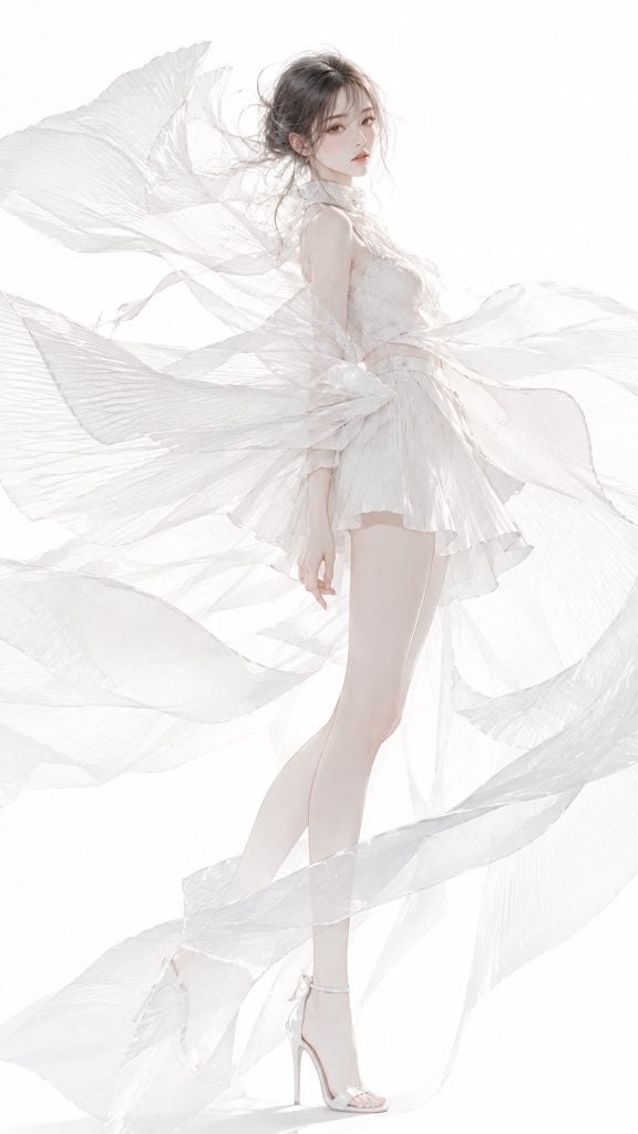高端日系时装杂志封面感半写实二次元插画，主体为[xxx]。整体以白色、乳白、象牙白、雾灰白为主，低饱和、低对比、高... thumbnail 2