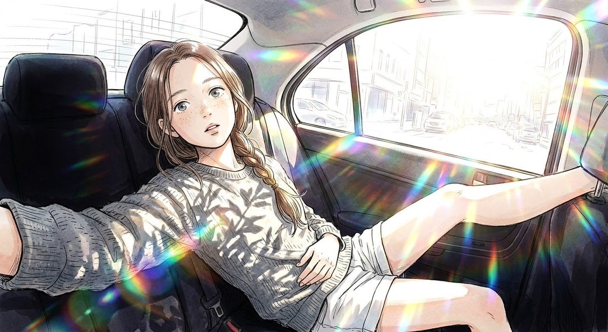 Anime illustration, delicate scratchy ink linework, soft ... thumbnail 2