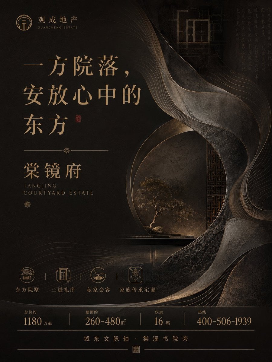 生成一张高端地产项目竖版广告海报，画面比例 3:4 或 4:5。 thumbnail 3