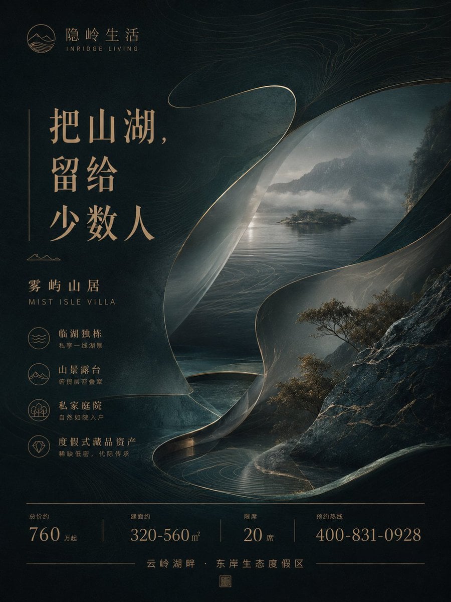 生成一张高端地产项目竖版广告海报，画面比例 3:4 或 4:5。 thumbnail 4