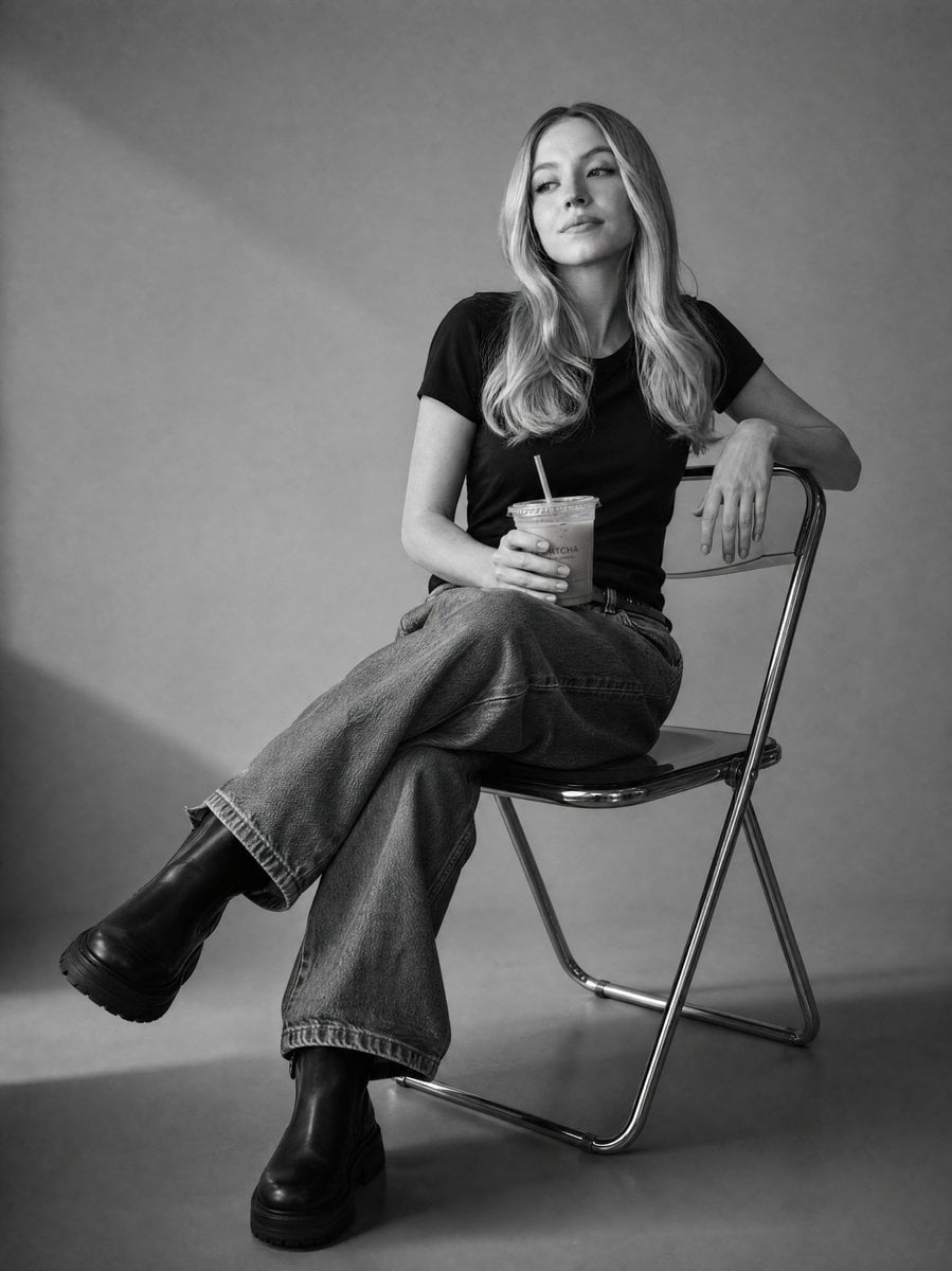 Create a black and white studio image of the person in th... thumbnail 2