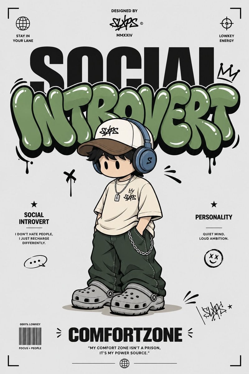 Ultra clean streetwear graphic poster on a minimalist lig... thumbnail 2