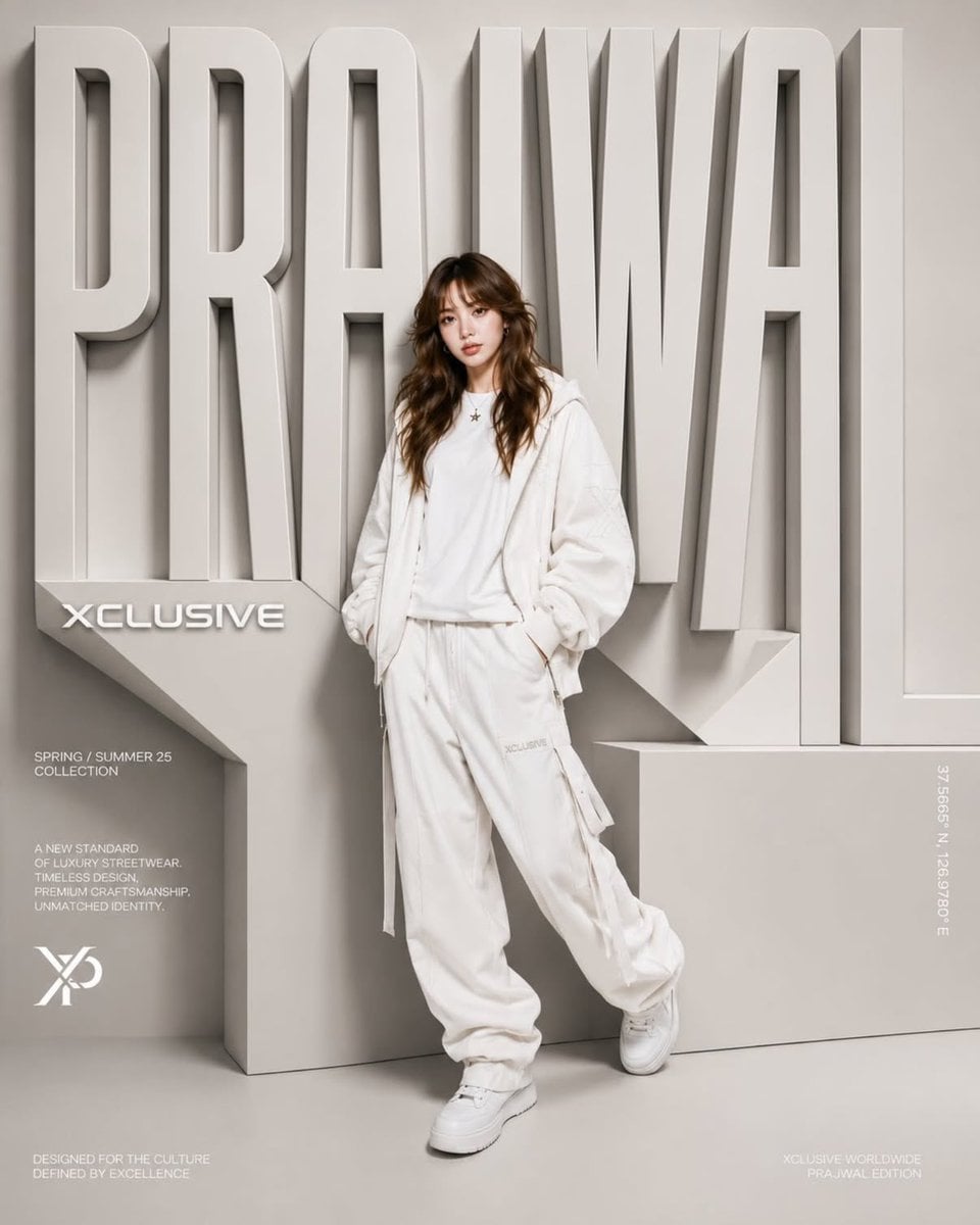 A high-end fashion campaign poster featuring a young mode... thumbnail 2