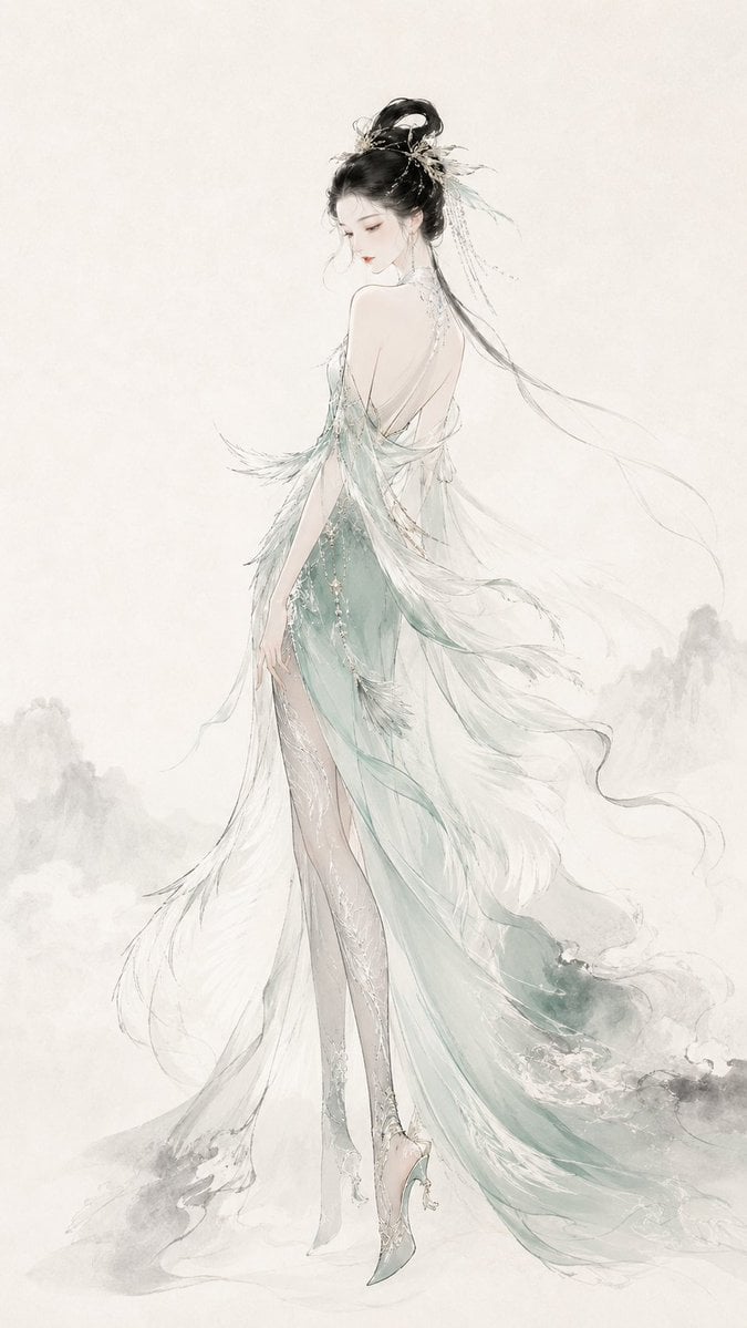 请生成一张 9:16 竖版的原创东方时装插画，主题为[主题名称]。 thumbnail 3