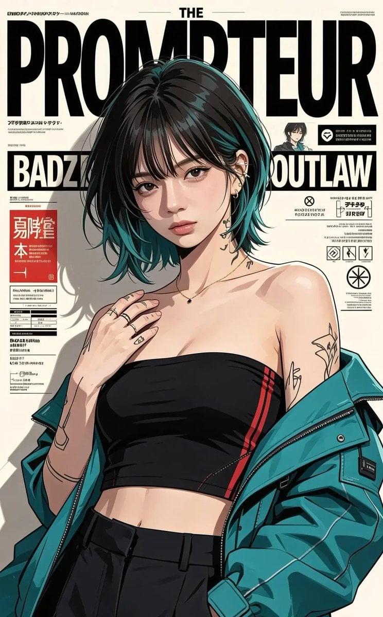 Ultra-detailed anime/editorial magazine cover illustratio... thumbnail 2