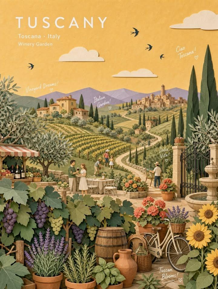 PASTEL PAPER-COLLAGE BOTANICAL GARDEN TRAVEL POSTER thumbnail 2