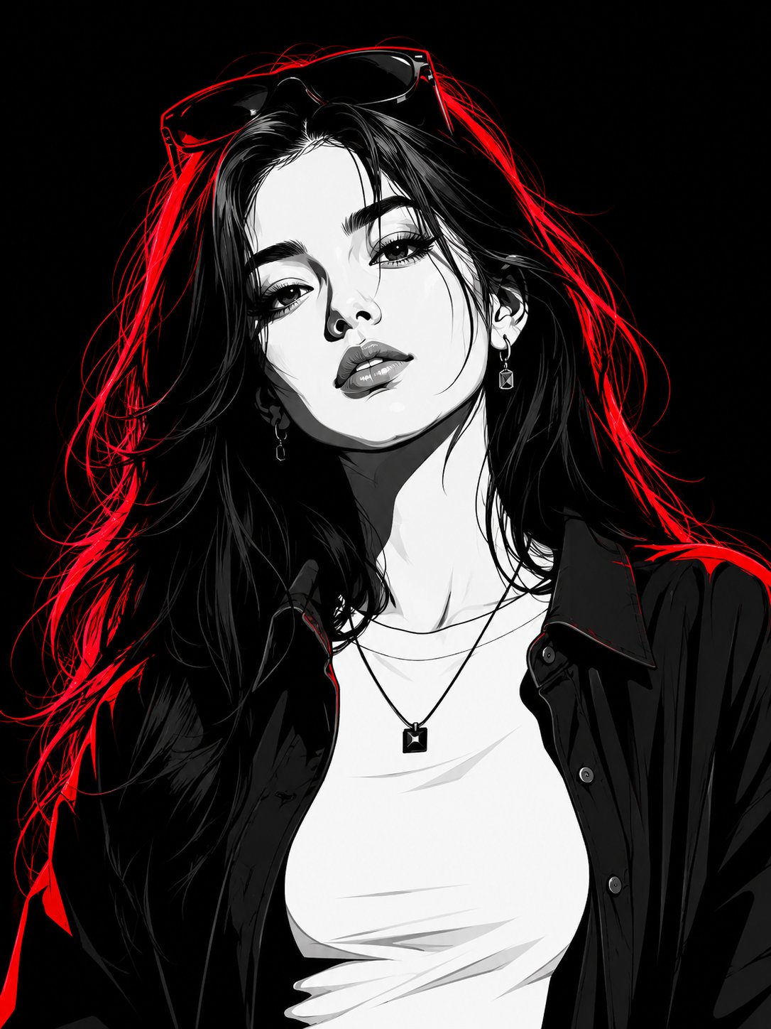 High-Contrast Monochrome Vector Portrait