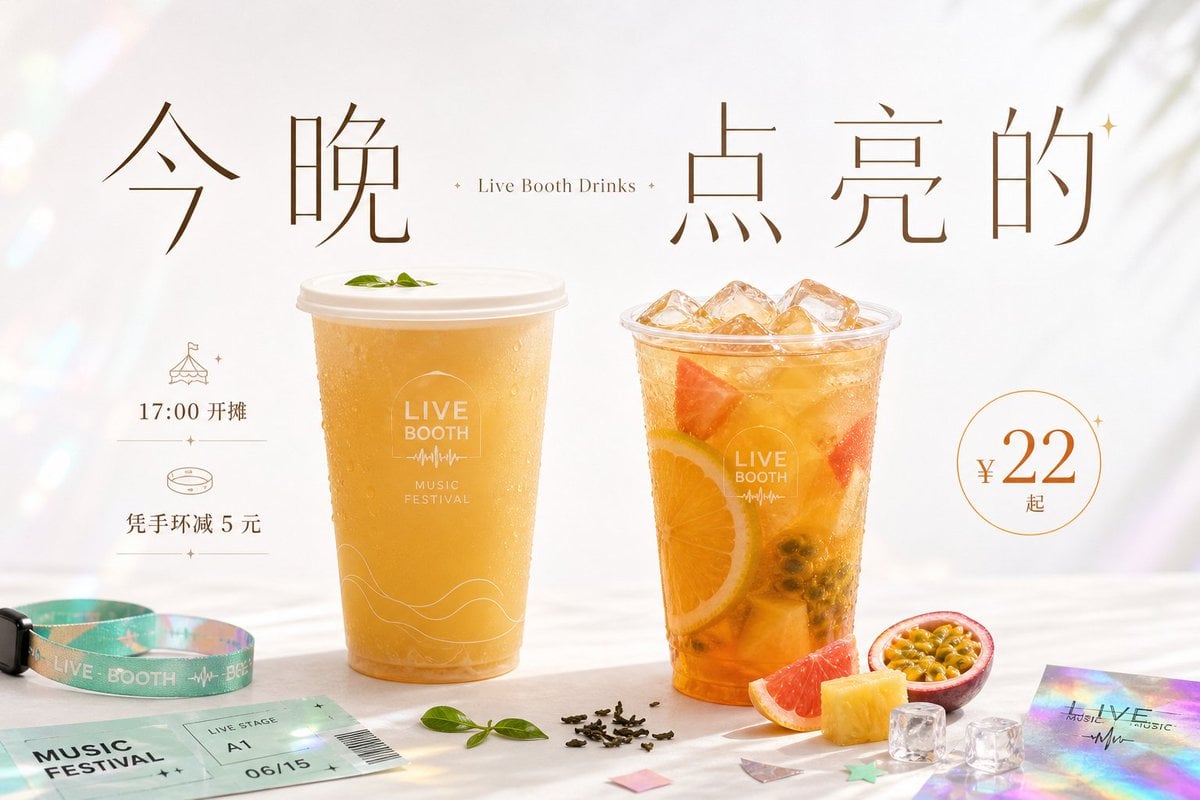 围绕[主题对象]生成一张明亮清透的商业信息视觉：上方保留大面积呼吸空间，中心以极大的中文主题字作为第一视觉，字距疏... thumbnail 2