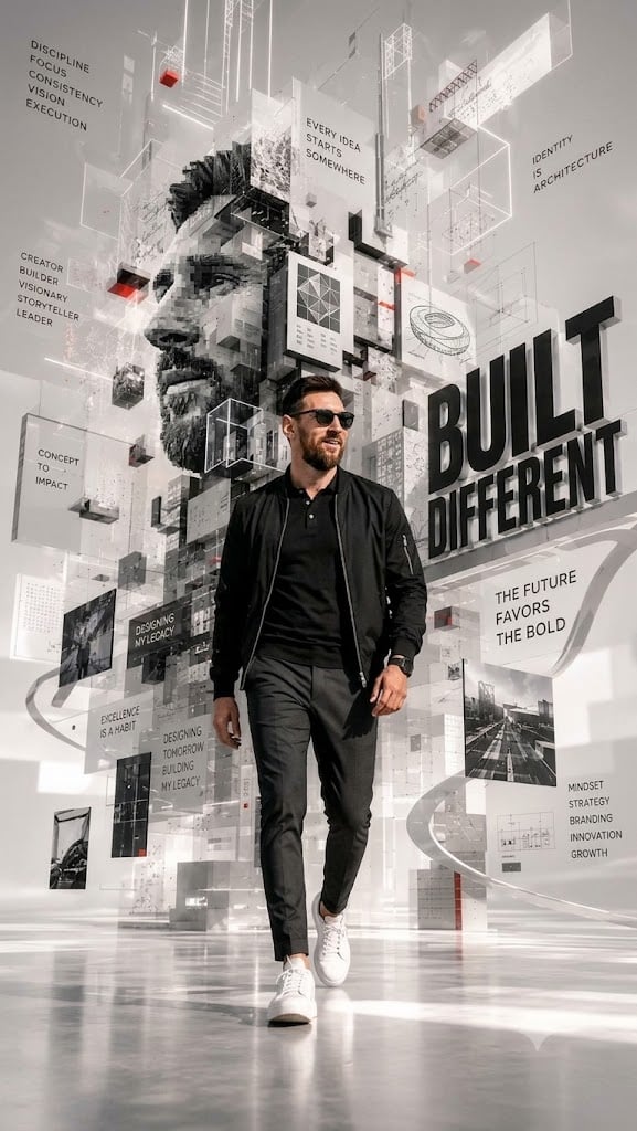 Futuristic Monochrome Motivational Art with Messi image 1