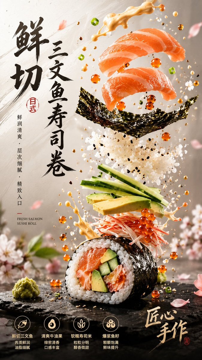 Explosive Food Hero Poster with Suspended Ingredients thumbnail 2