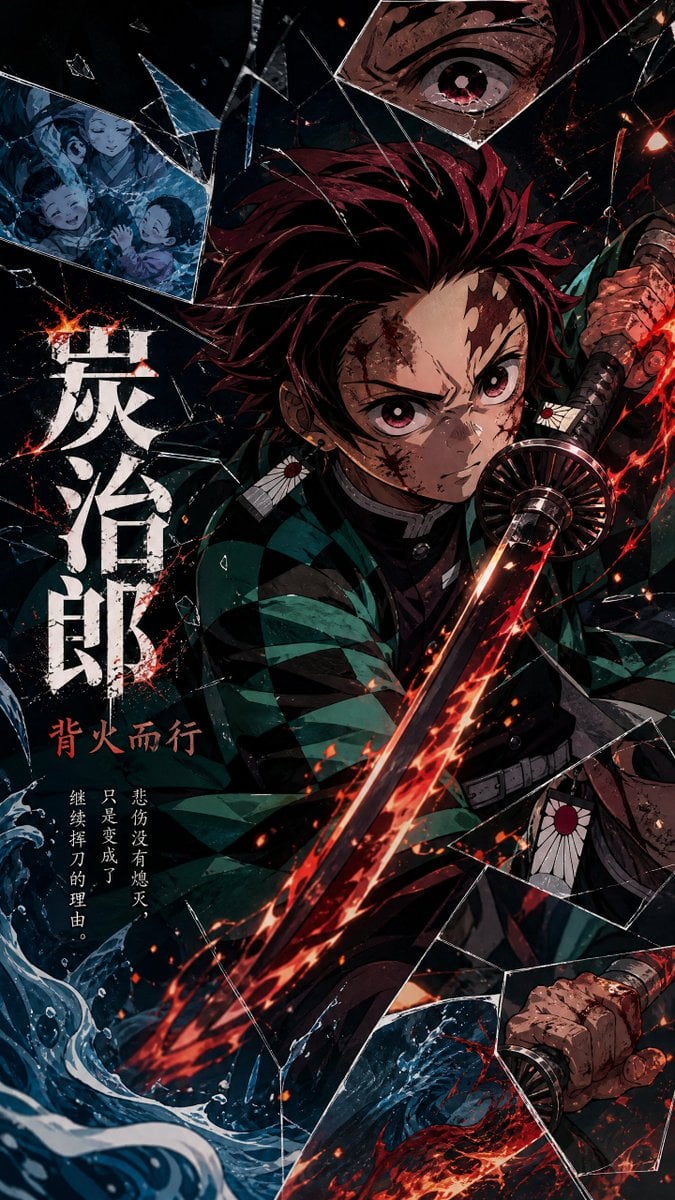 Anime Emotional Fragment Poster with Intense Character