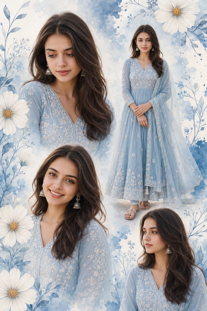 Multi-photo collage poster of a young Indian woman, 18–22... image 1