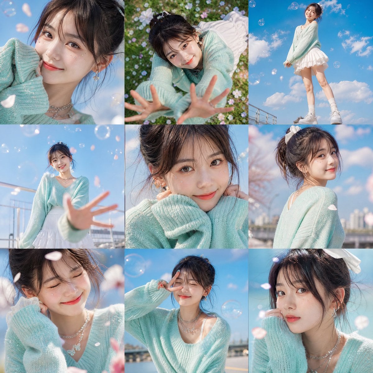 A vibrant 3×3 grid photo collage containing nine unique a... image 1