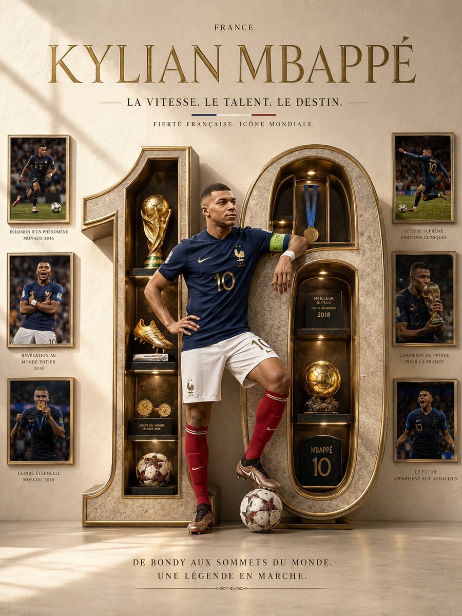Luxury Football Tribute Poster with Personalized Typography thumbnail 3