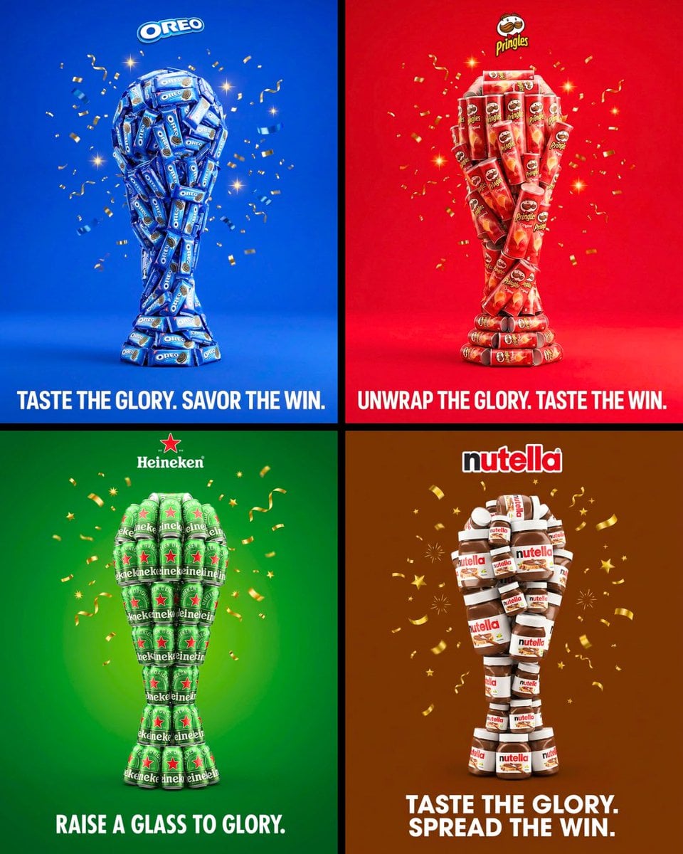 Branded World Cup Trophy Ad with Confetti and Logo