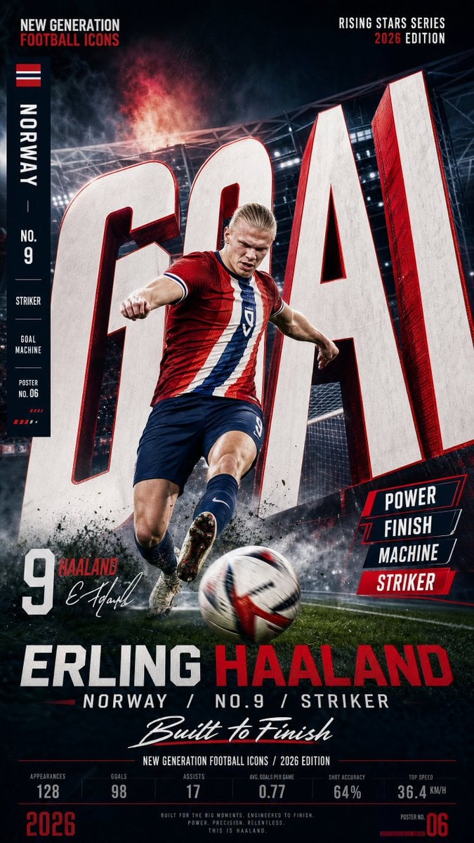 Football Star Campaign Poster with Dramatic Stadium Lighting