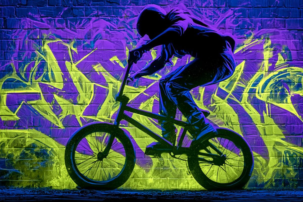 An urban graffiti glow silhouette of [Subject], with a bo... image 1