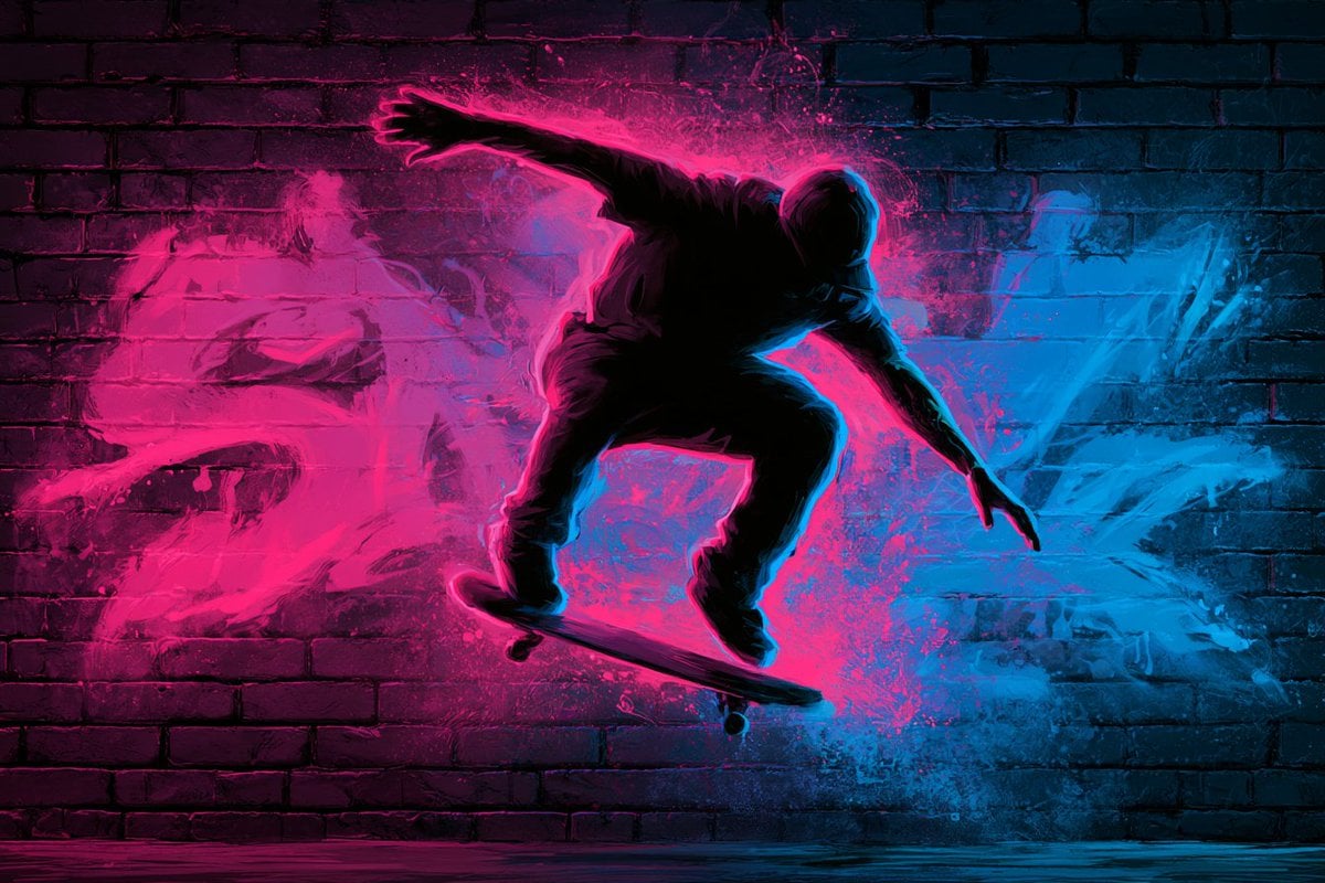 An urban graffiti glow silhouette of [Subject], with a bo... thumbnail 4
