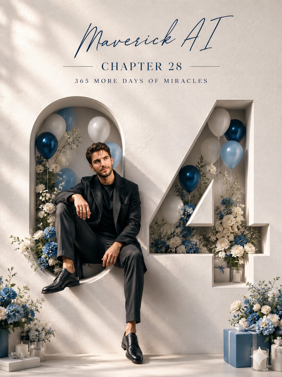 Luxury Birthday Poster with 3D Number and Festive Decor
