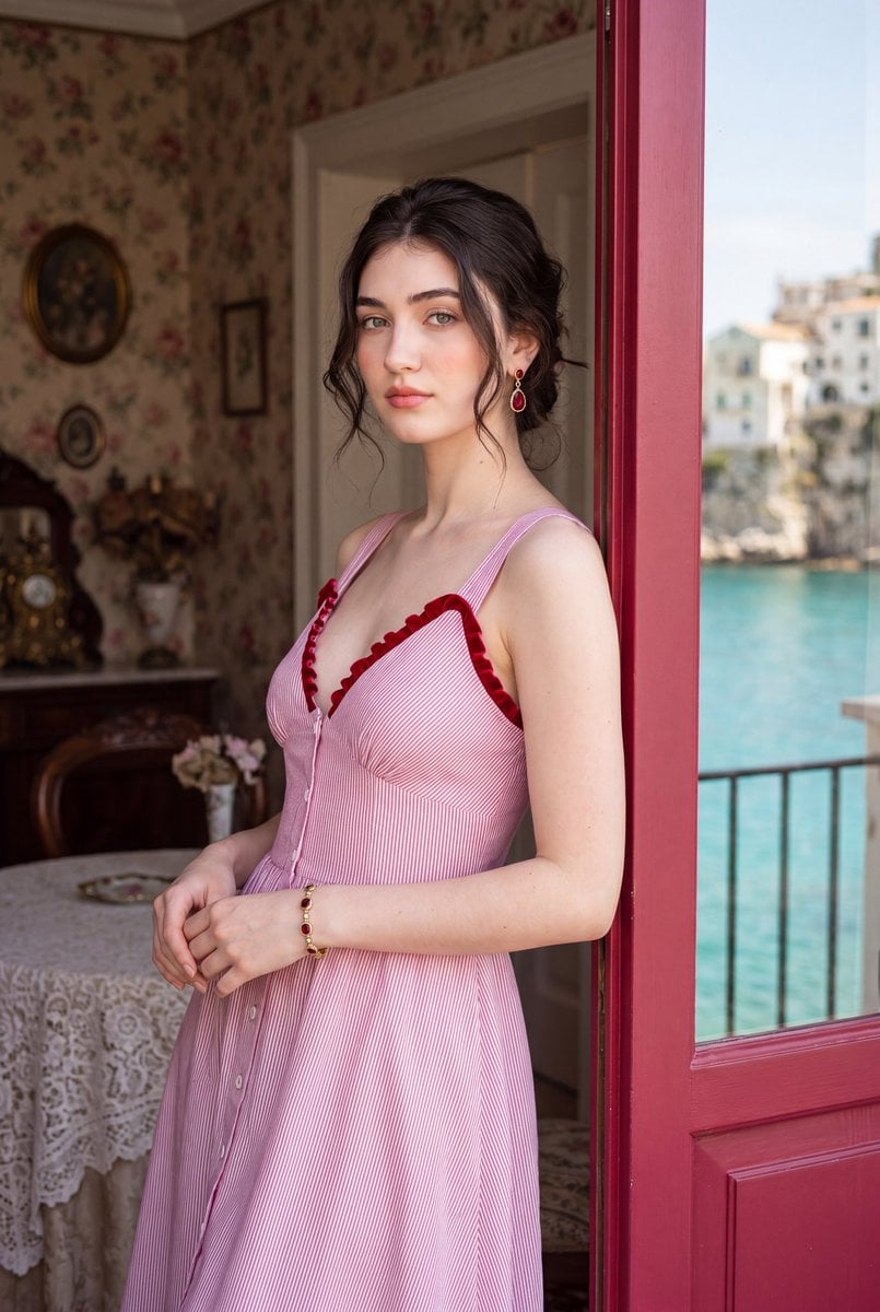 Photorealistic romantic European travel editorial portrai... image 1