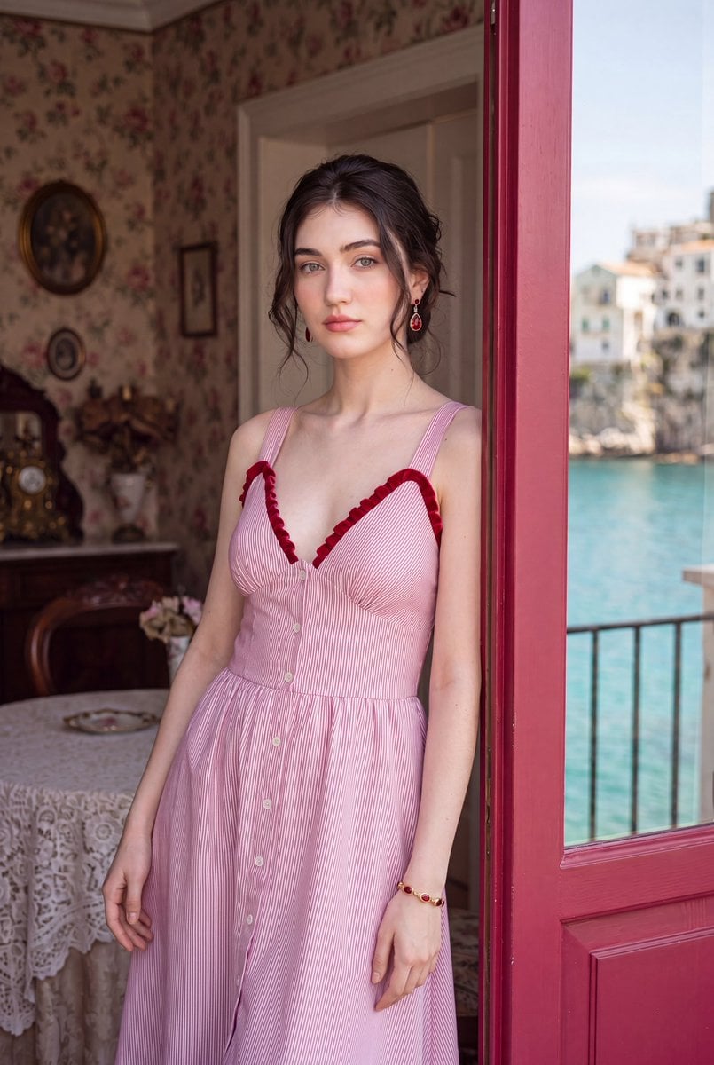 Photorealistic romantic European travel editorial portrai... thumbnail 2
