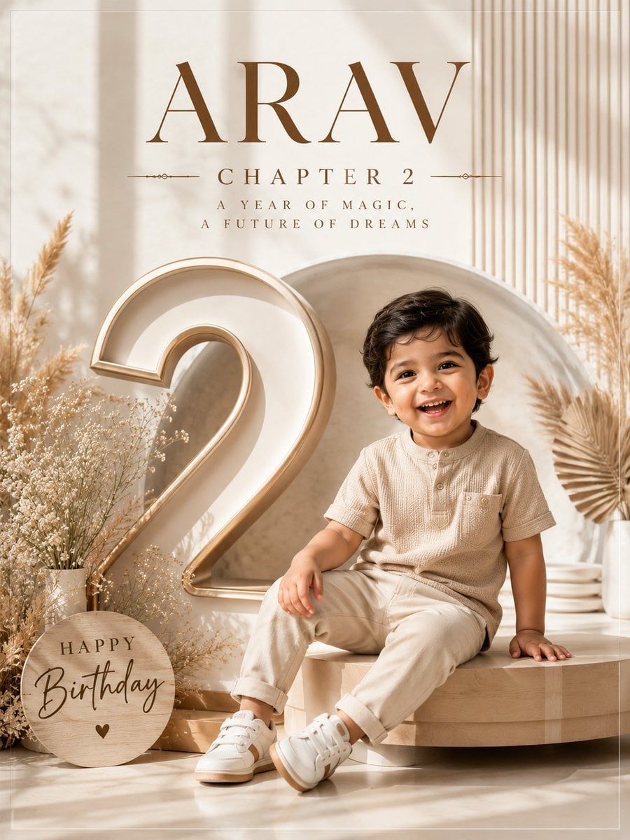 Professional luxury birthday poster, 3:4 portrait composi... image 1