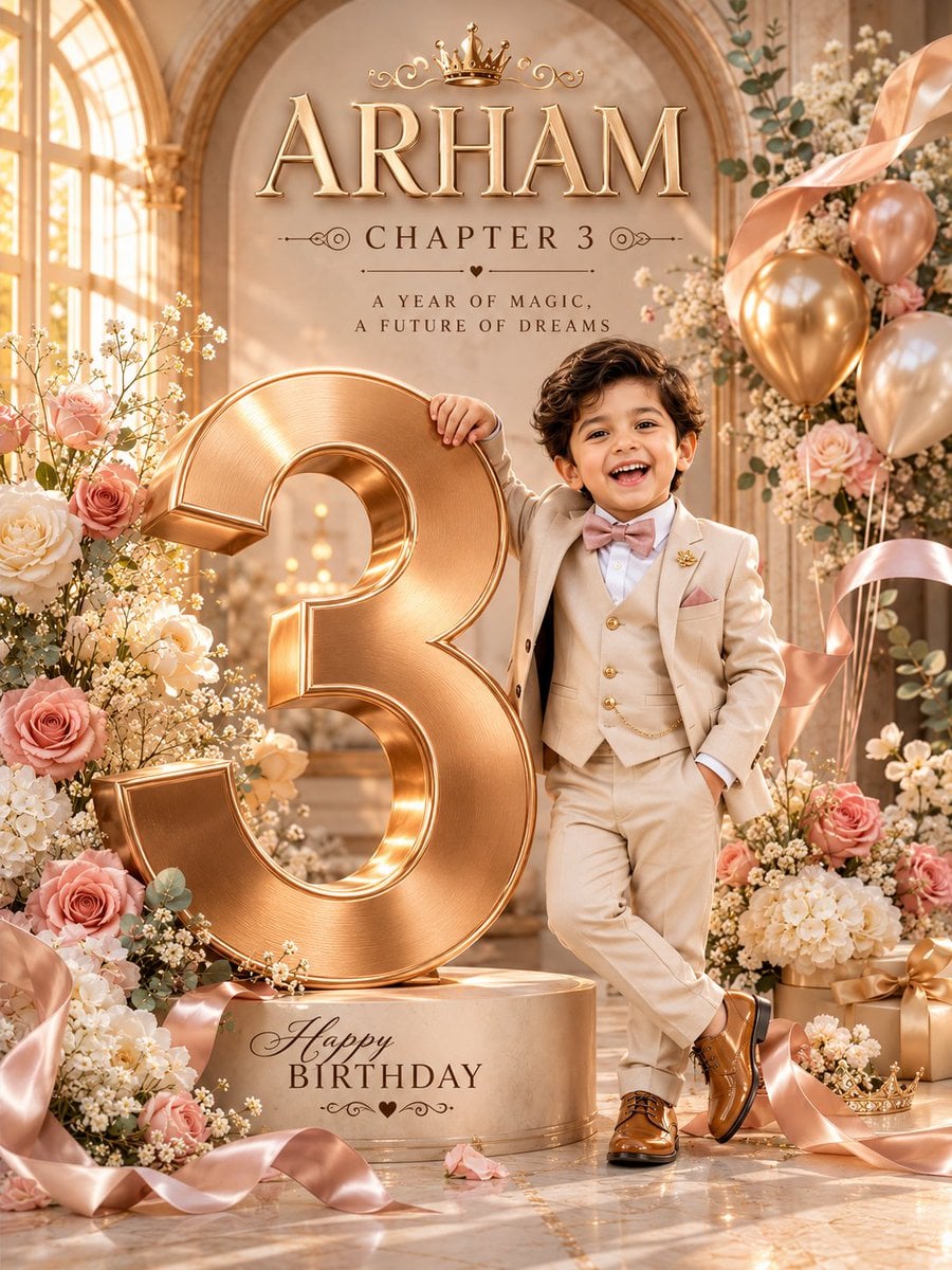 Professional luxury birthday poster, 3:4 portrait composi... thumbnail 3