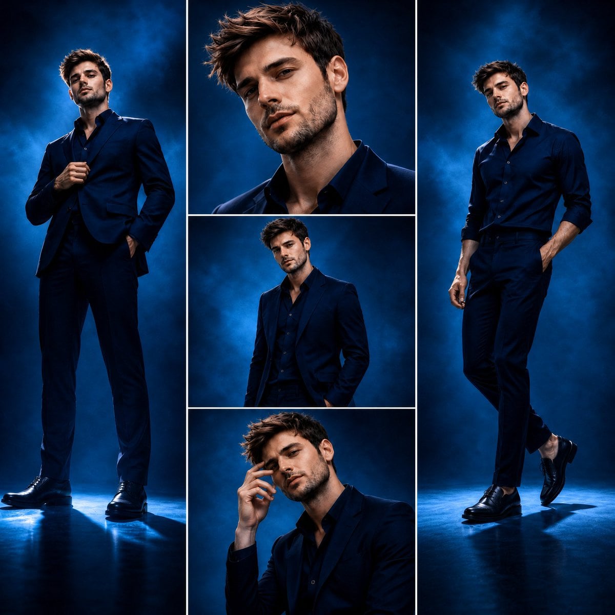 Aspect ratio 1:1. Luxury fashion editorial, three-panel c... image 1