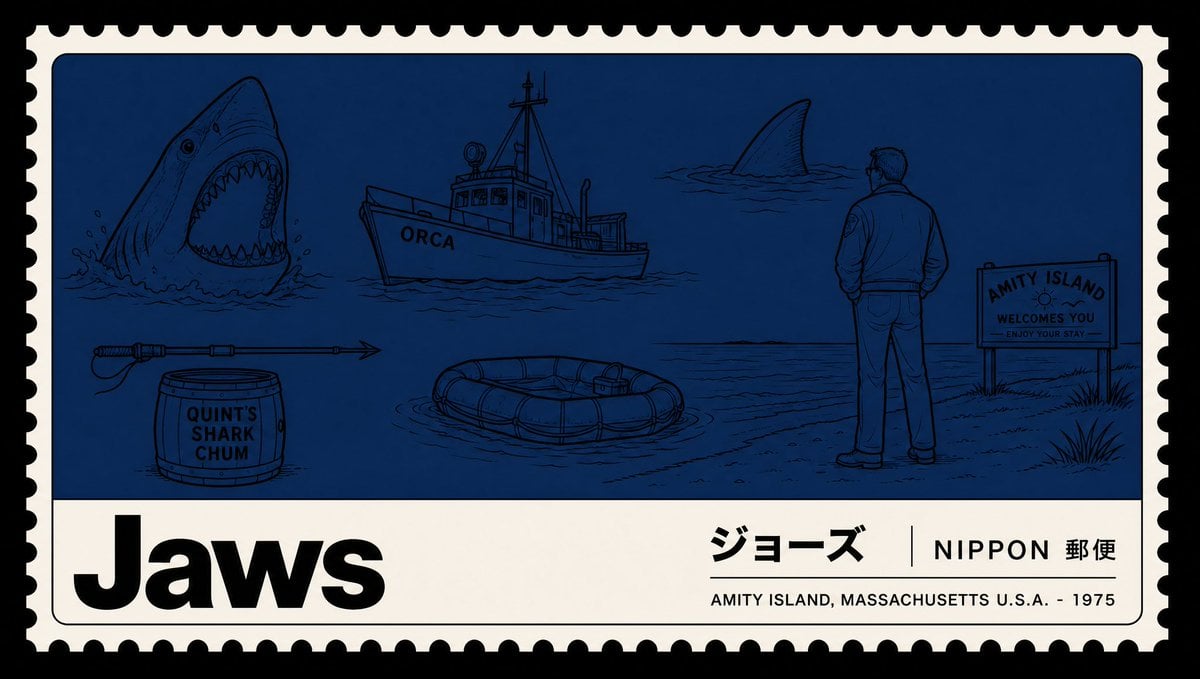 Minimalist Japanese postage stamp movie poster in the "Na... thumbnail 2