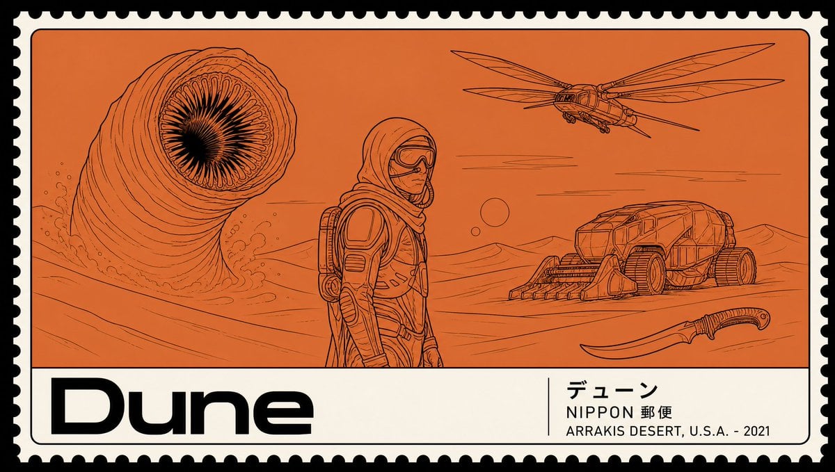 Minimalist Japanese postage stamp movie poster in the "Na... thumbnail 4