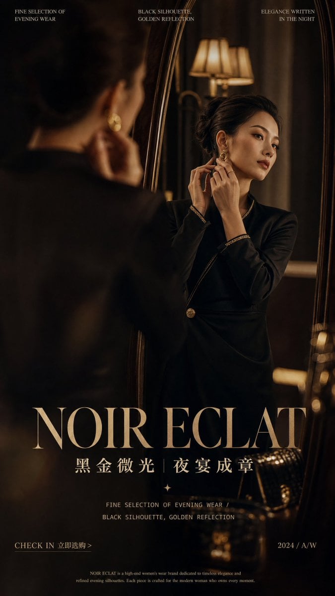 Create a vertical 9:16 high-end fashion campaign poster f... image 1