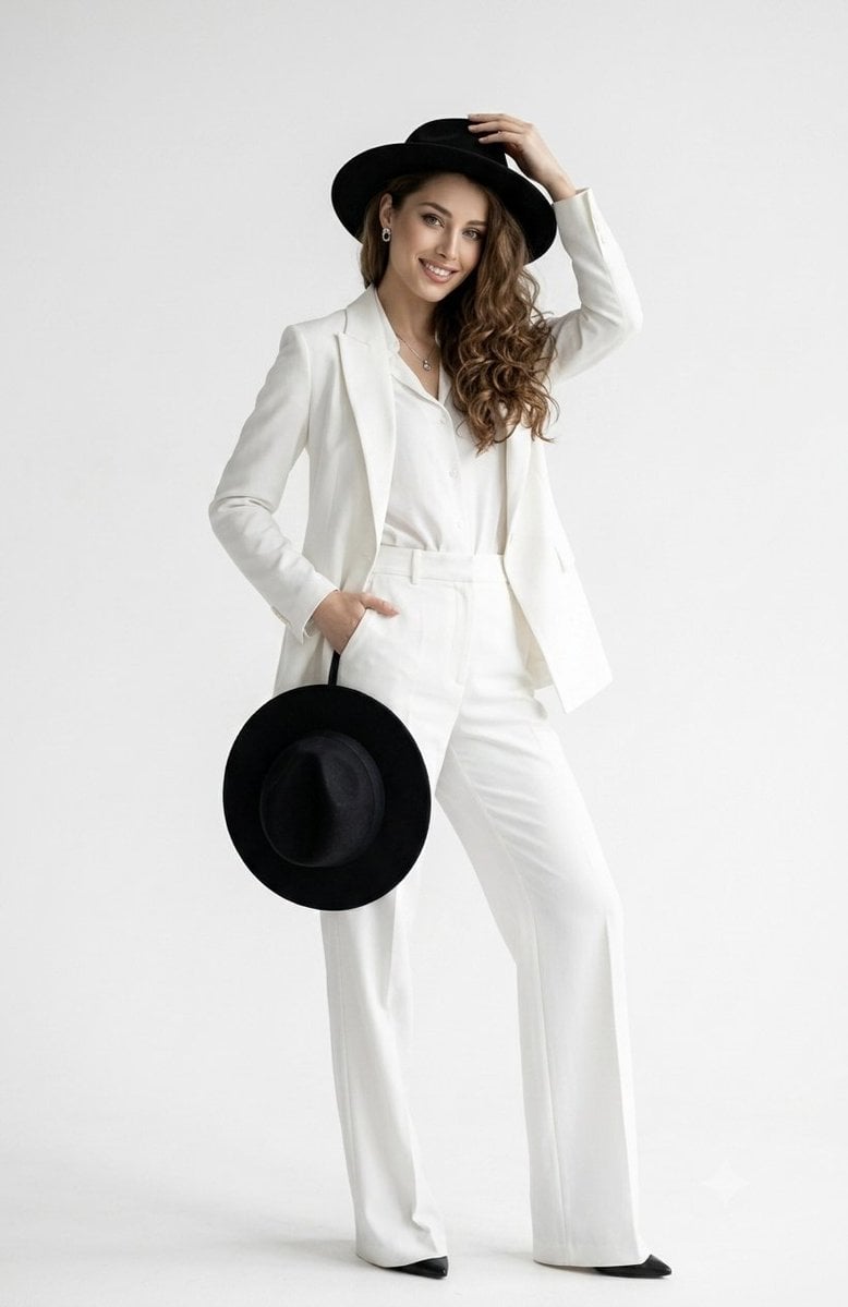 A full-length studio portrait of a confident, smiling wom... image 1