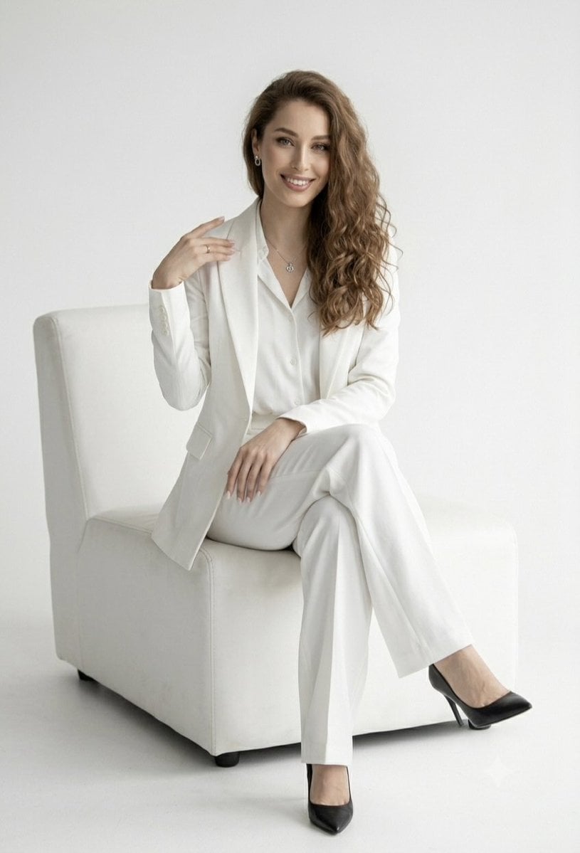 A full-length studio portrait of a confident, smiling wom... thumbnail 3