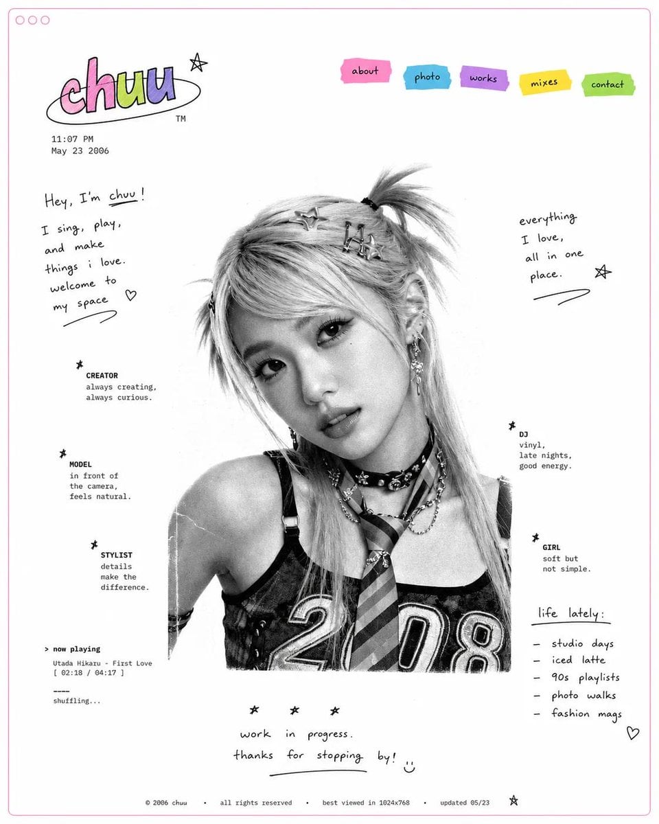 Design a minimal early-internet personal profile webpage ... thumbnail 2
