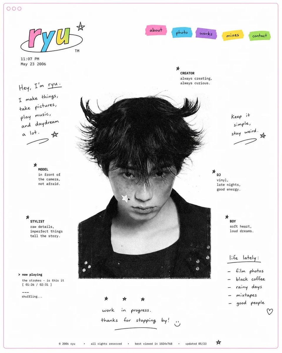Design a minimal early-internet personal profile webpage ... thumbnail 3