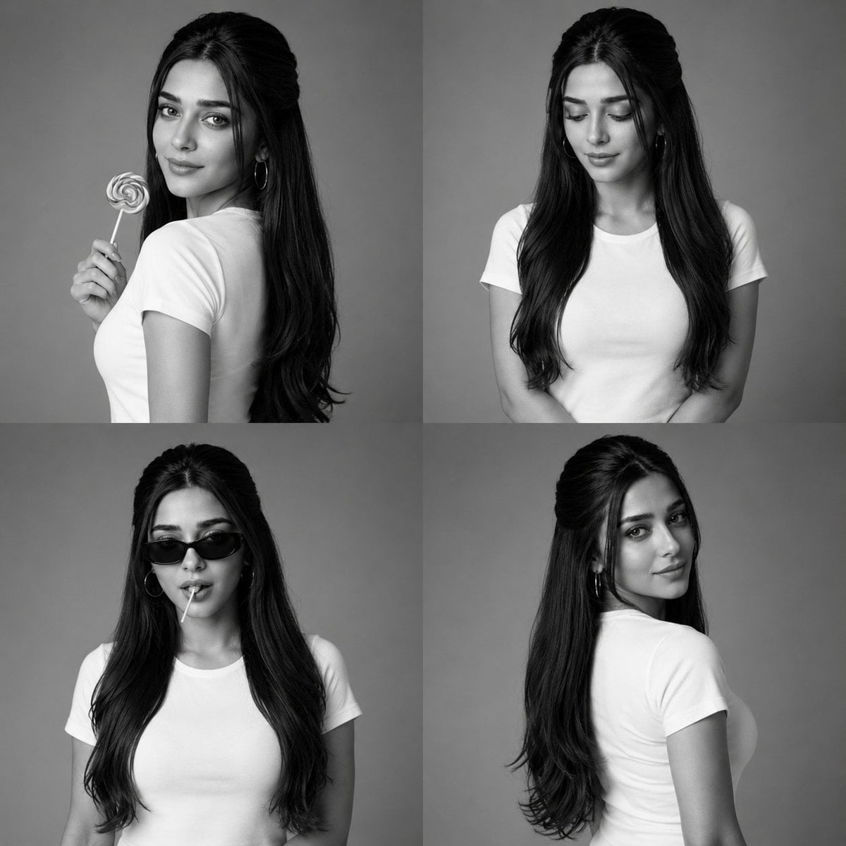 Create a luxury black-and-white fashion studio collage ar... image 1