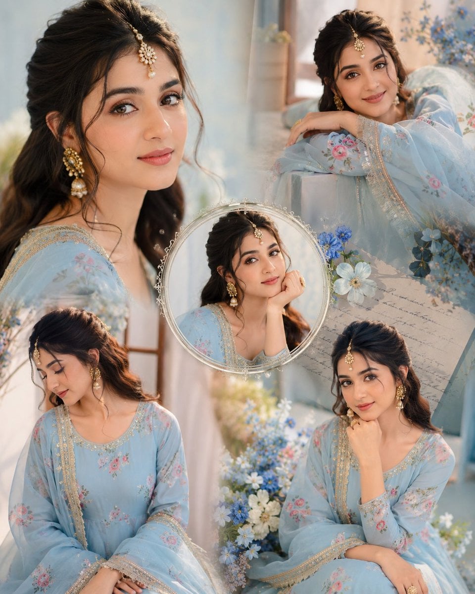 Create a dreamy aesthetic portrait collage of a beautiful... image 1