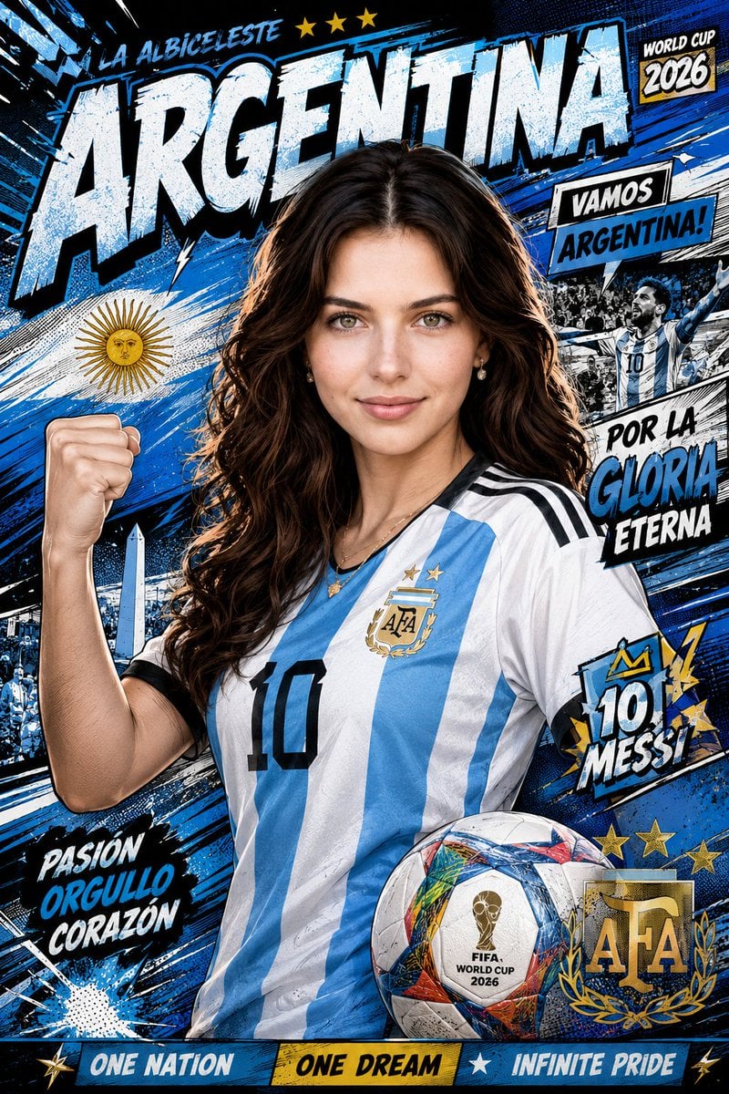 Dynamic Comic-Style World Cup 2026 National Team Poster