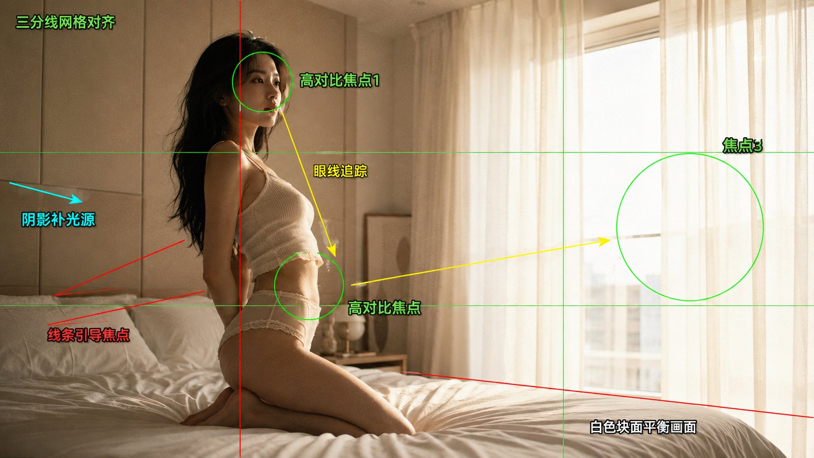 Film-Study Fashion Portrait in Minimalist Bedroom image 1